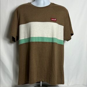 Levi’s Men’s 2X Short Sleeve Brown with Stripes Crew Neck Pullover T Shirt
